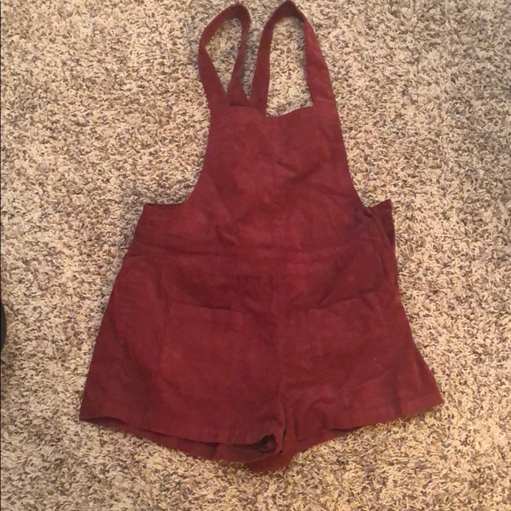 Burgundy overall shorts!